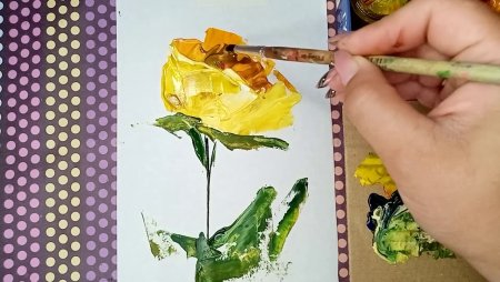 Рисовать цветы мастихином гуашью