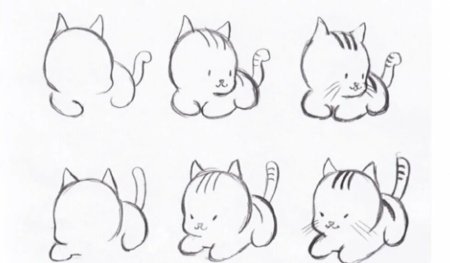 Лёгкий рисунок котёнка для срисовки
