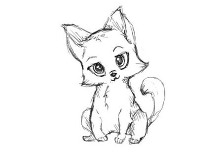 Котята для срисовки карандашом легкие
