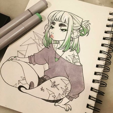 Скетчинг маркерами аниме