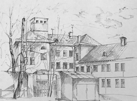 Городской пейзаж карандашом