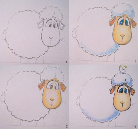 Барашек пошаговое рисование