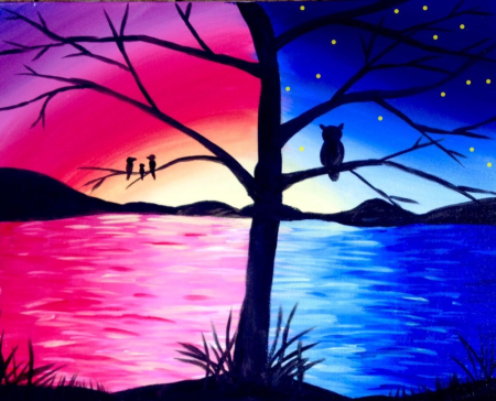 Поэтапный рисунок закат