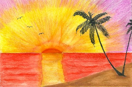 Рисование заката для детей