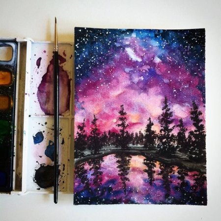 Космос цветными карандашами