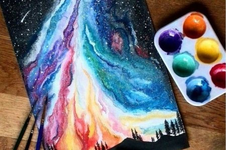Космос акварелью для начинающих