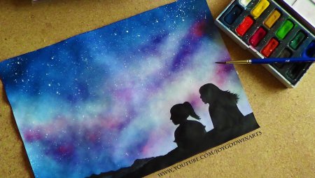 Рисование красками космос