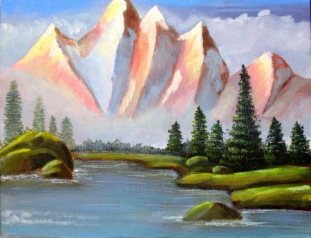 Пейзаж горы акрил легкий