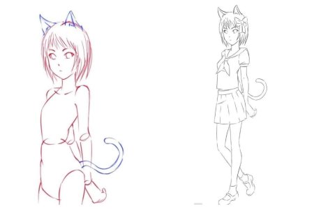 Поэтапное рисование аниме девушек в полный рост