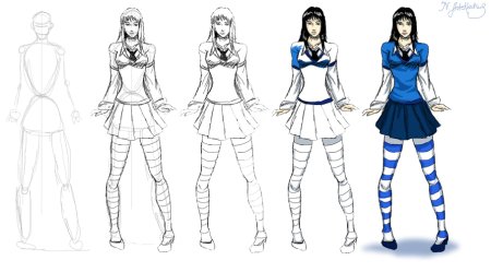 Поэтапно рисовать аниме Мику Хатсуне