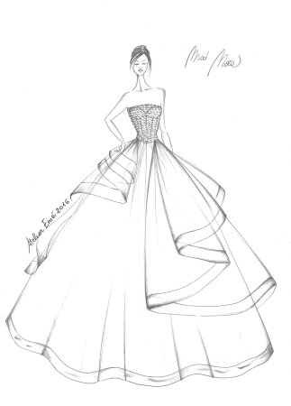 Наброски платьев карандашом