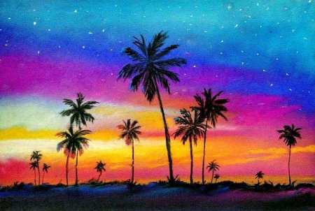 Пейзаж пастелью сухой