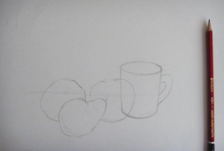 Натюрморт лёгкий карандашом Кружка