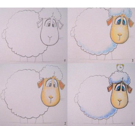 Овечка поэтапное рисование