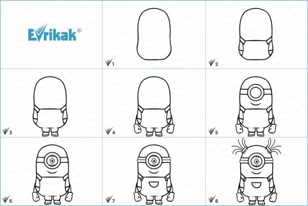 Нарисовать миньона карандашом поэтапно для начинающих детей