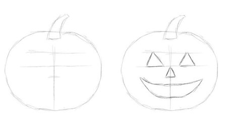 Тыква на Хэллоуин карандашом