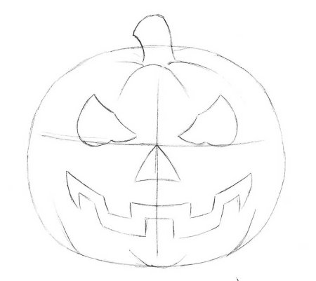 Тыква на Хэллоуин рисунок карандашом
