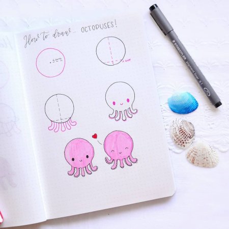 Милые маленькие рисунки легкие для скетчбука