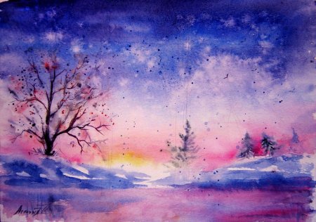 Рисунки акварелью простые