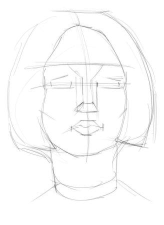 Овал лица пошагово карандашом