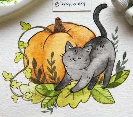 Кот рисунок маркерами
