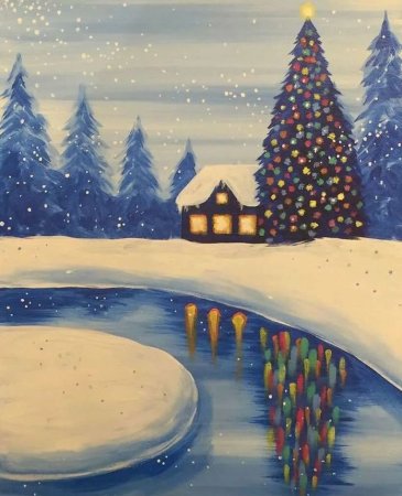 Рисование зимний пейзаж