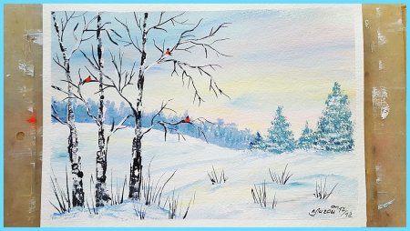 Новогодние рисунки акварелью