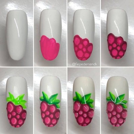 Фрукты на ногтях пошагово