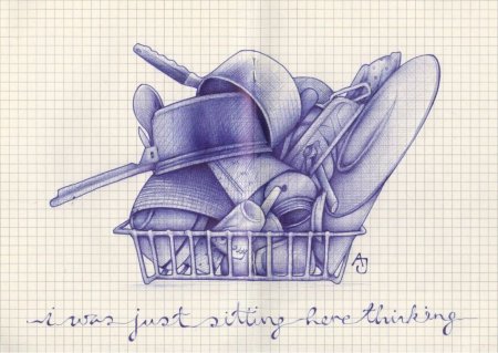 Рисунки синей ручкой