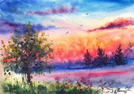 Рисунки акварелью несложные