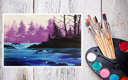 Рисунки акварельными красками легкие