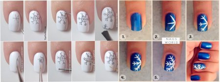 Лёгкий новогодний рисунок на ногтях