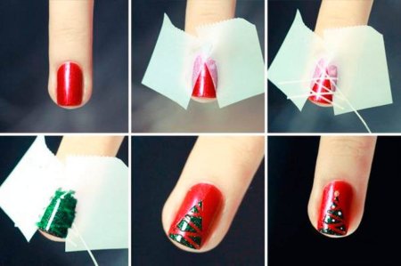 Рисование снежинки на ногтях