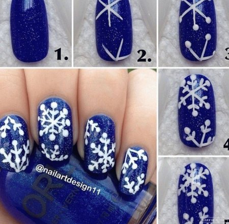 Новый год на ногтях пошагово