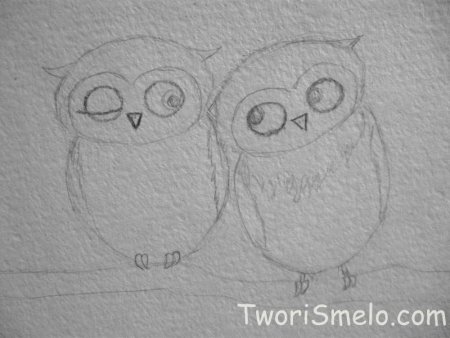 Совушка рисунок карандашом