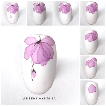 Акварель на ногтях пошаго