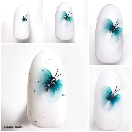 Рисование акварелью на ногтях