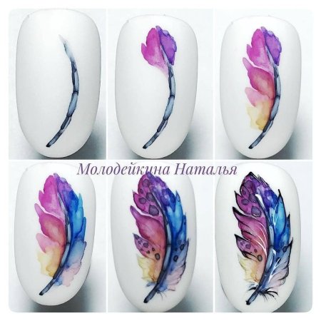 Цветы акварелью для начинающих на ногтях