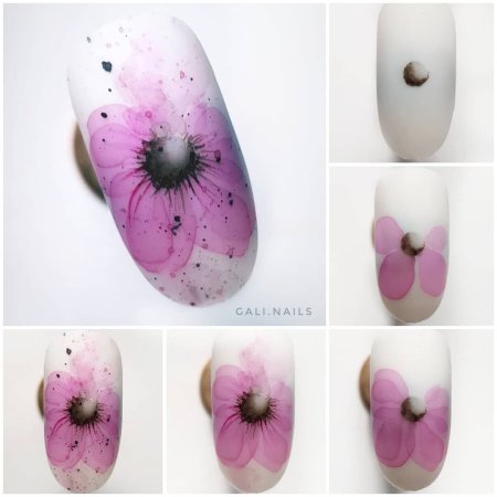 Акварель на ногтях пошагово