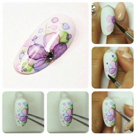Акварельные бабочки на ногтях