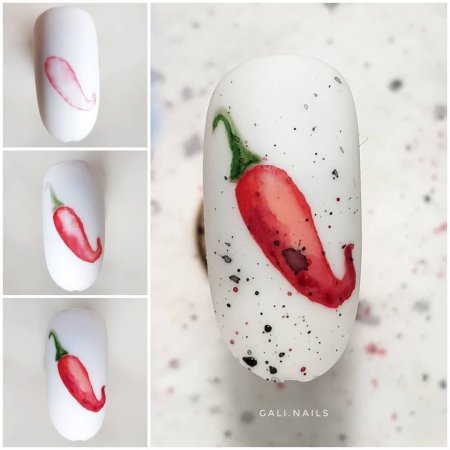 Рисунки акварелью на ногтях