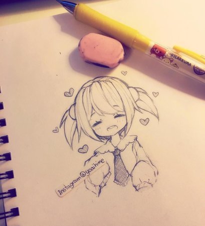 Рисунки гелевой ручкой аниме