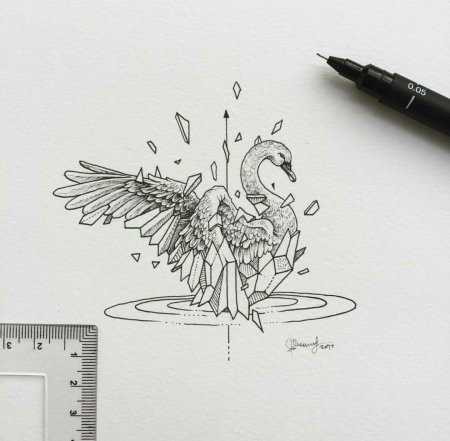 Бабочка черной гелевой ручкой