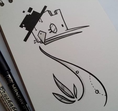 Рисунки чёрной гелевой ручкой