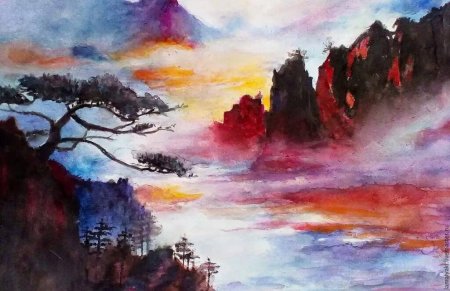 Рисунки акварелью пейзажи