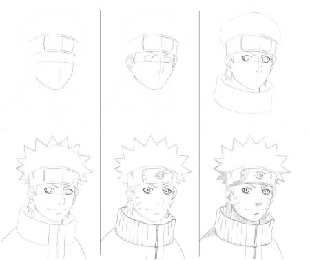 Рисовать поэтапно персонажей Наруто