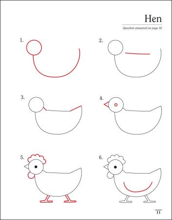 Курица поэтапное рисование