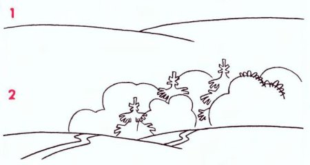 Как нарисовать зимний лес поэтапно для детей