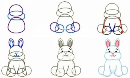 Заяц игрушка поэтапное рисование
