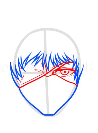 Нарисовать Канеки Кена поэтапно